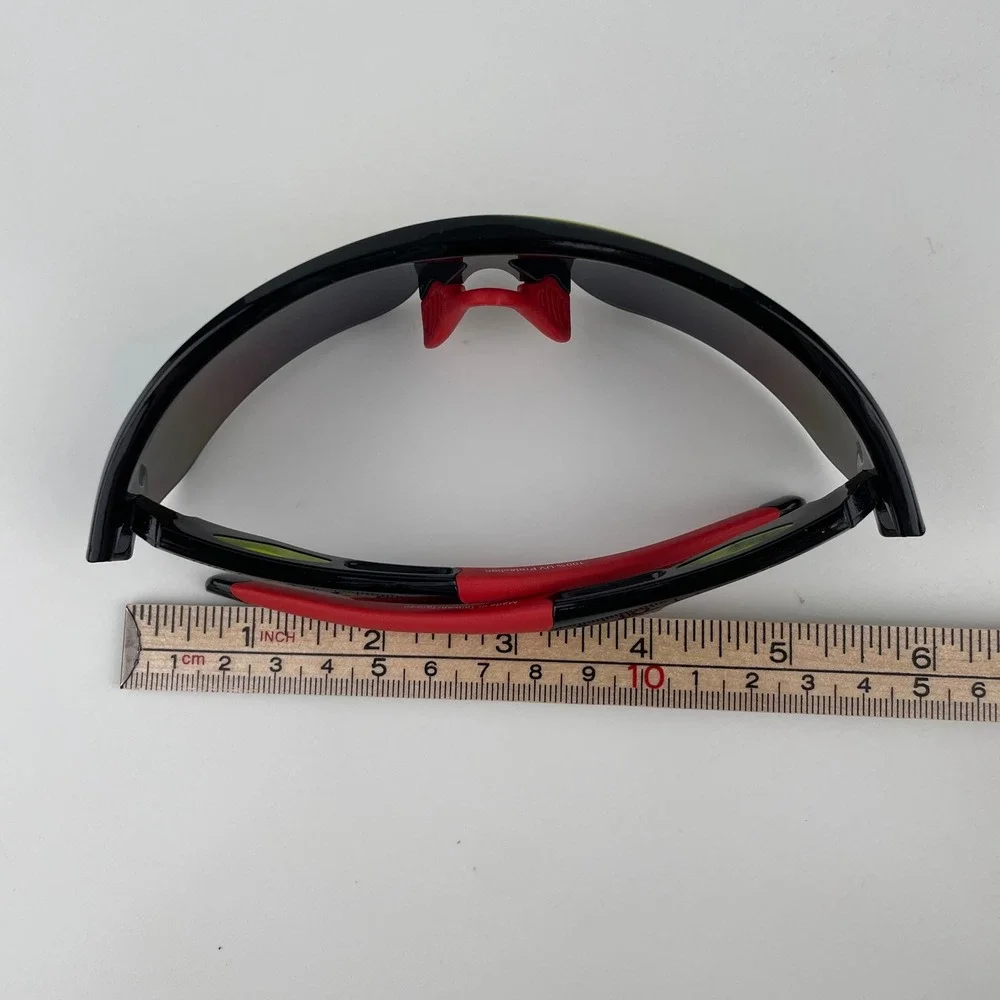 Mens Sport Wrap Sunglasses Black Neon Yellow Red Iridescent‎ Mirrored Shield Y2K